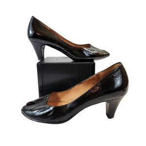 Söfft Black Patent Leather Peep Toe Heels Pumps‎ Size 8.5M Women's Shoes
